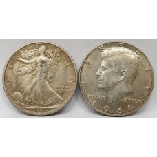 UNITED STATES OF AMERICA 1943S - 1968D . 1/2 HALF  DOLLAR . SCARCE COINS